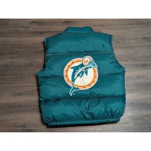 Vintage‎ Miami Dolphins Triple FAT Goose Down Puffer Vest Mens XL NWT NFL Teal